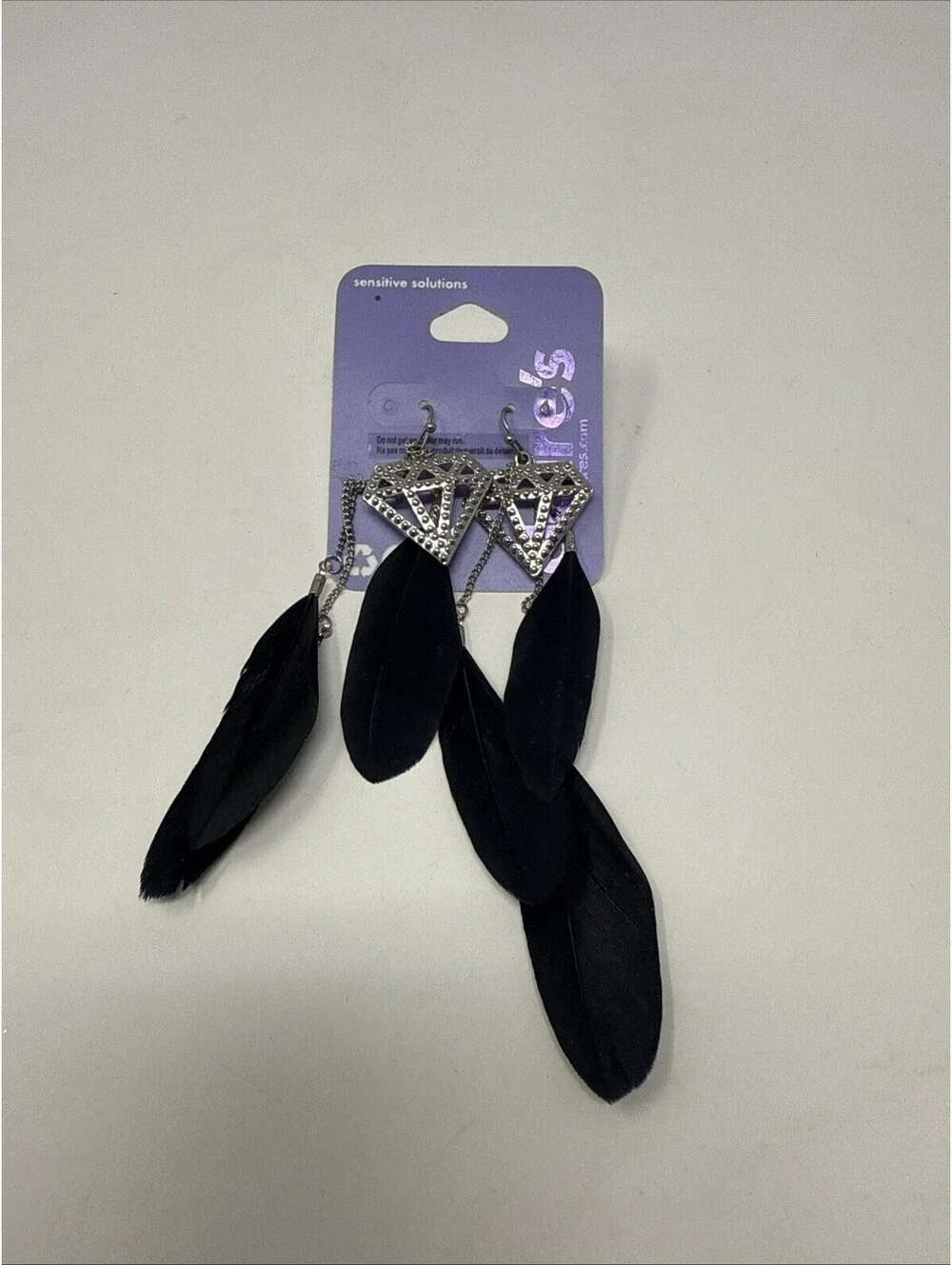 Claire’s Silver Diamond With Feather Earrings